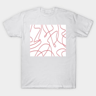 Contemporary Line Art: Red and White T-Shirt